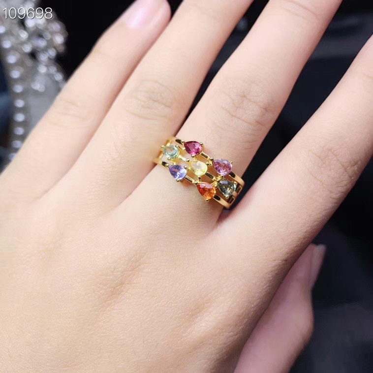 Kjjeaxcmy boutique sieraden 925 sterling zilveren ingelegde natuurlijke gekleurde saffier ring vrouwelijke ondersteuning detectie prachtige populaire