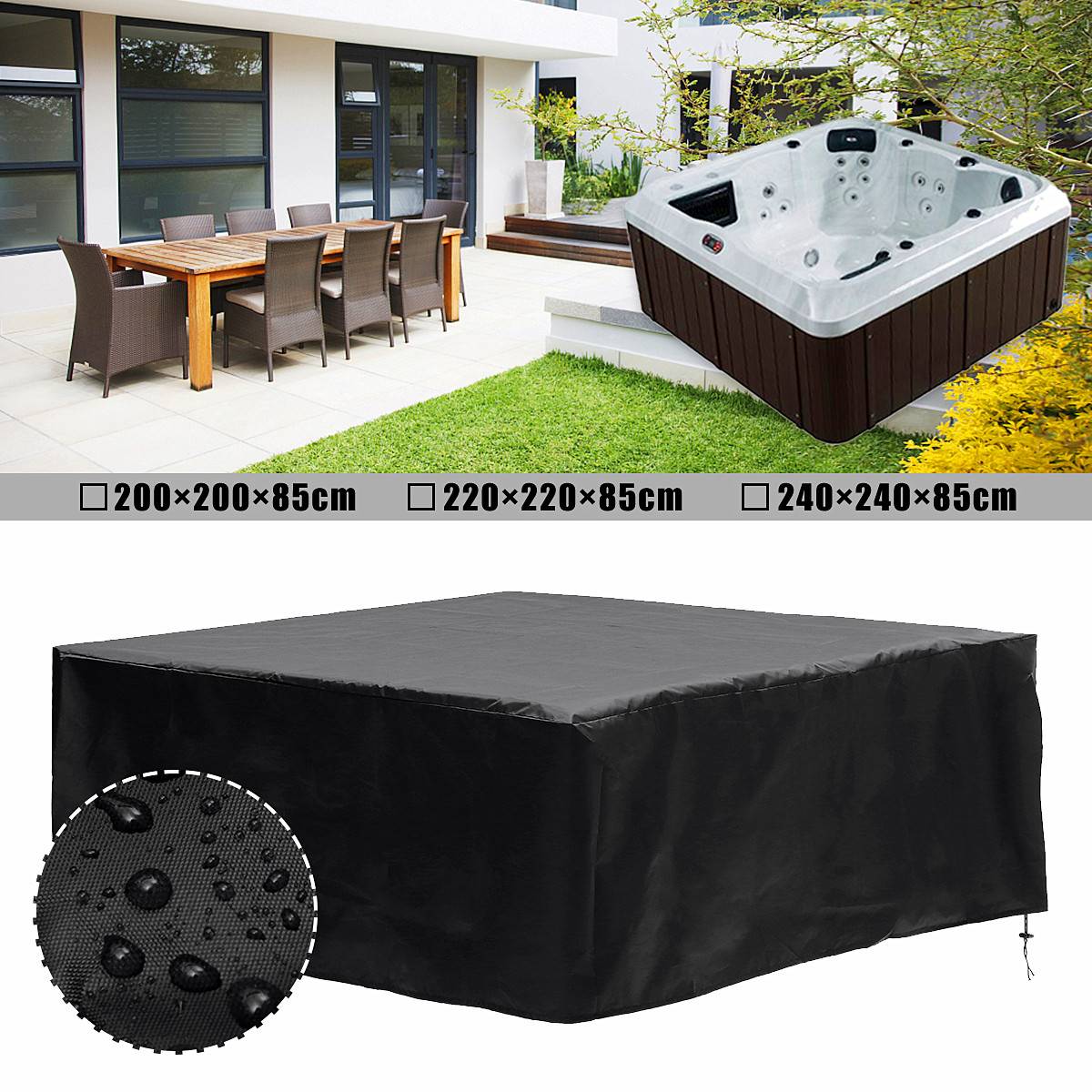 Universele Vierkante Home Tub Spa Jacuzzi Stofkap Cap Uv Proof All-Weather Hotspring Sneeuw Regen Cover bad Accessoires