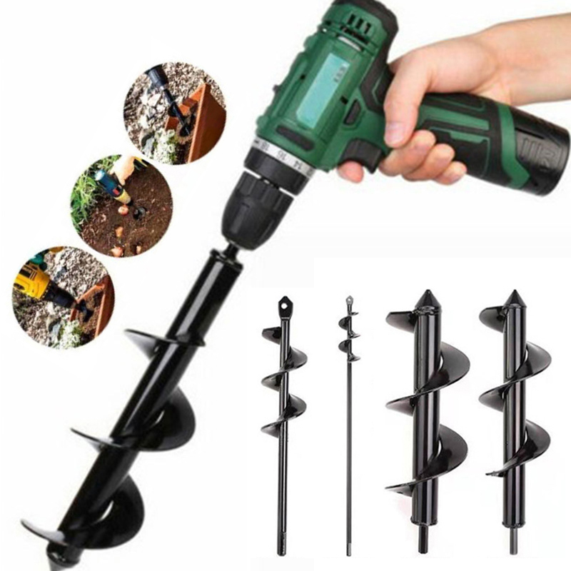 Garden Spiral Drill Bit Set Non-Slip Hex Drive HEX Shaft Drill Post Soil Cultivator Planting Hole Digger Tool