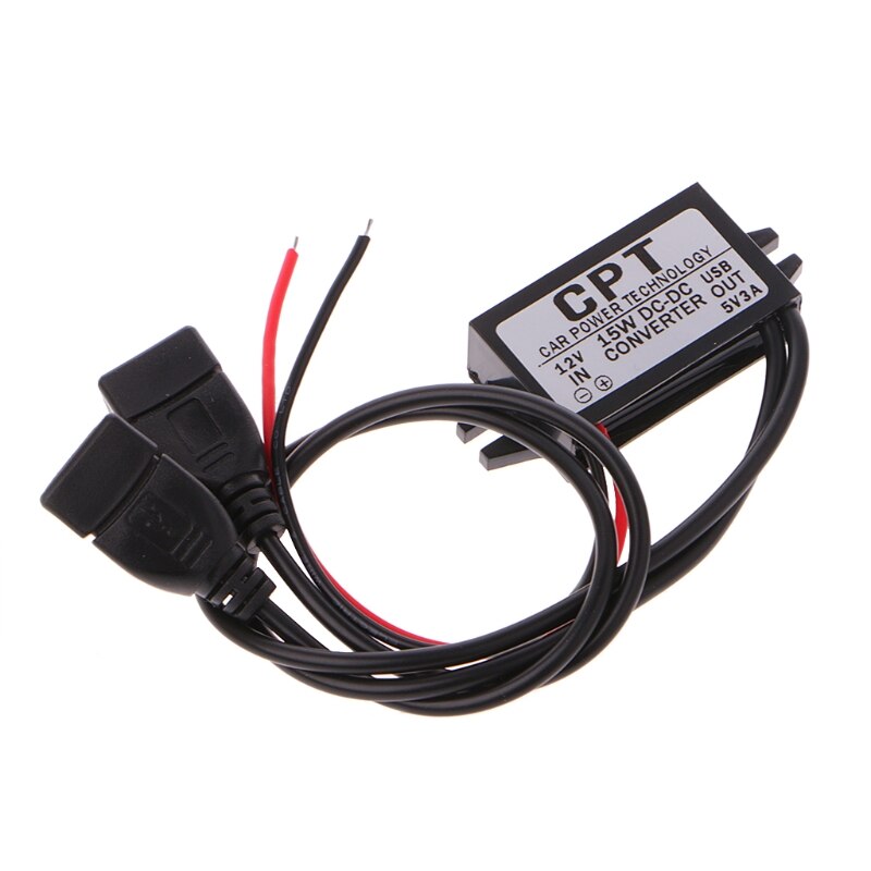 Dc-omformer 12v to 5v 3a dobbel 2 usb til automatisk strømregulator spenningsreduksjon  e7ca