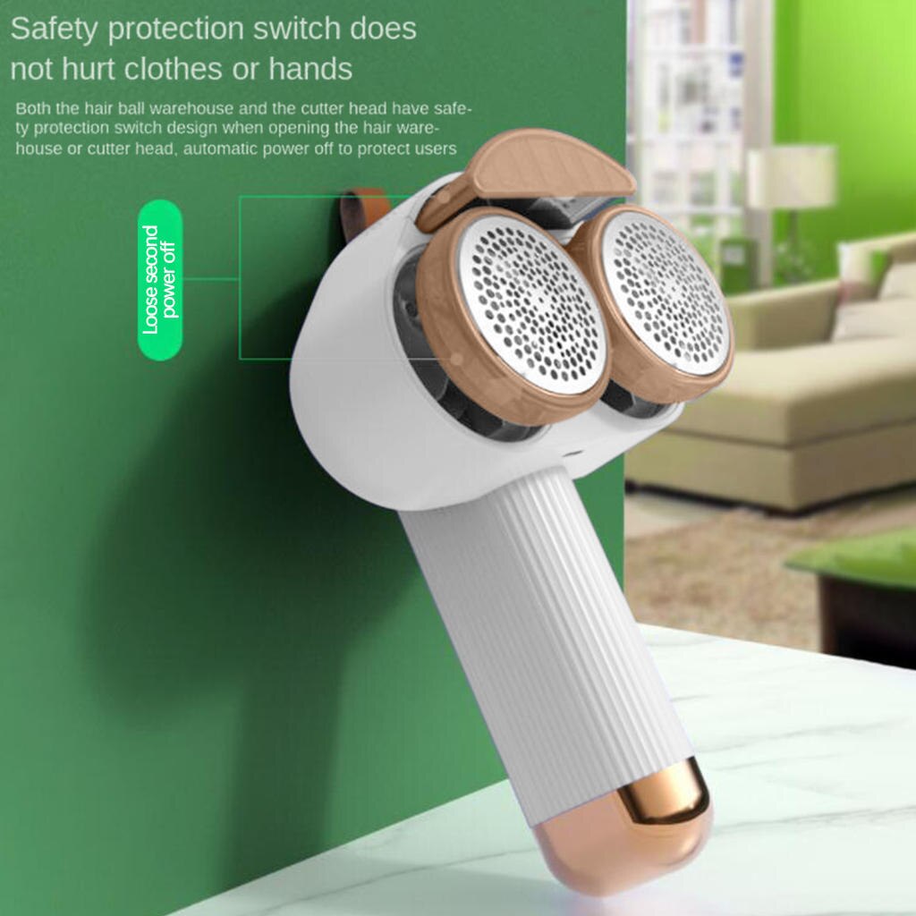 Afeitadora eléctrica de pelusa de doble cabezal, Defuzzer de tela, suéter, removedor de pelusa para ropa