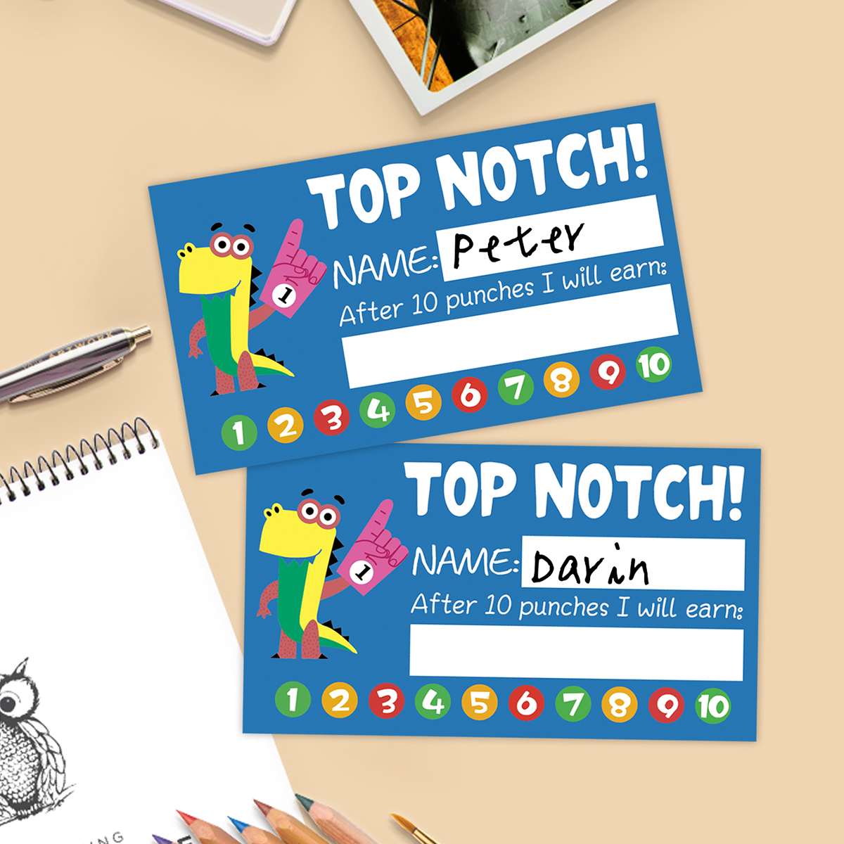 50 Uds. Tarjetas perforadas de incentivo de recompensa para niños de dibujos animados de 3,54x1,97 pulgadas para niños, estudiantes, profesores motivados, enseñanza de pequeñas empresas
