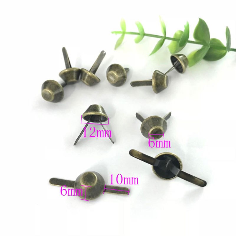 XUNZHE 100pcs 12mm Metalen Ambachtelijke Purse Voeten Bevestigd Bolt Pierced voor Lederen Portemonnee Handtas Mode Klinknagels Zak DIY floor Schroef