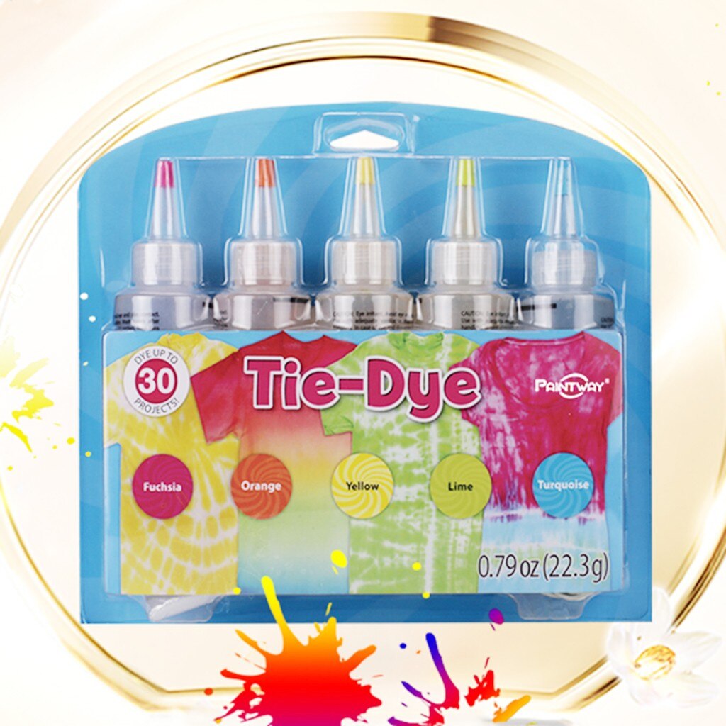 Stof tekstil farverigt et trin kunst håndværk permanent med pigment stof dekoration ikke giftig diy tekstil maling slipsfarve kit 5 stk