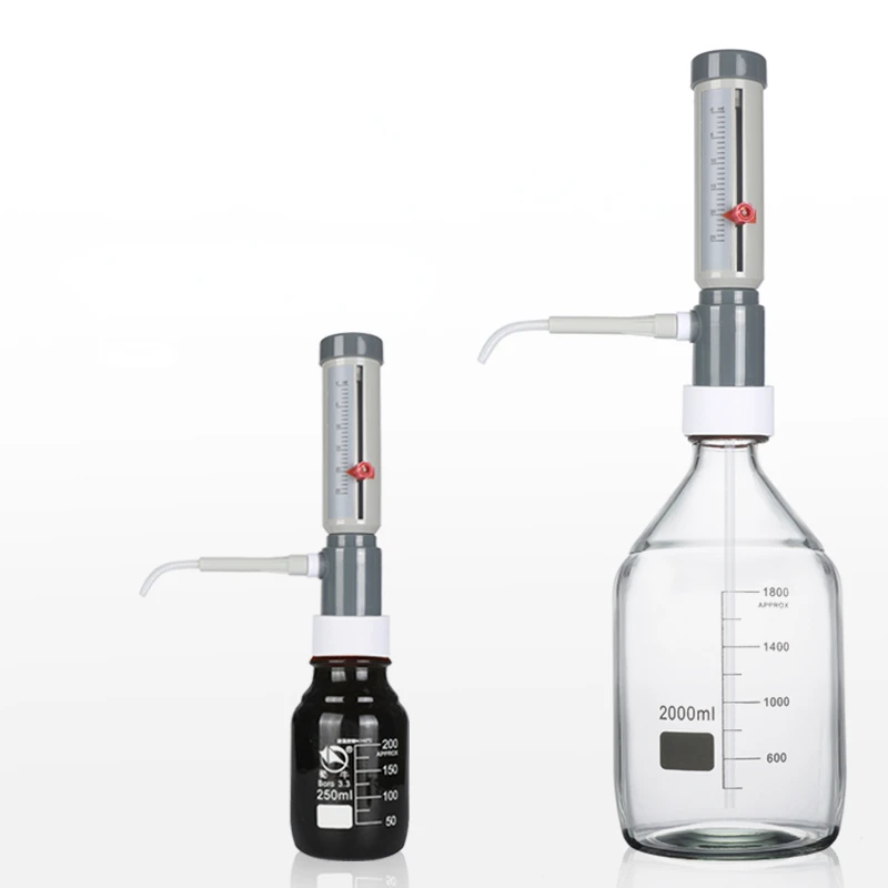 Dispensador de tapa de botella de laboratorio Gispenser 0-25ml Tipo de funda Separador cuantitativo ajustable