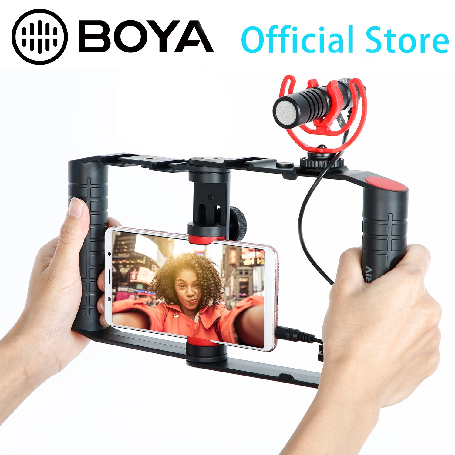 BOYA BY-VG380 all-in-one Multifunctional Smartphone Video Kit with BY-MM1 Mic for iOS Android vlogging podcasting recording