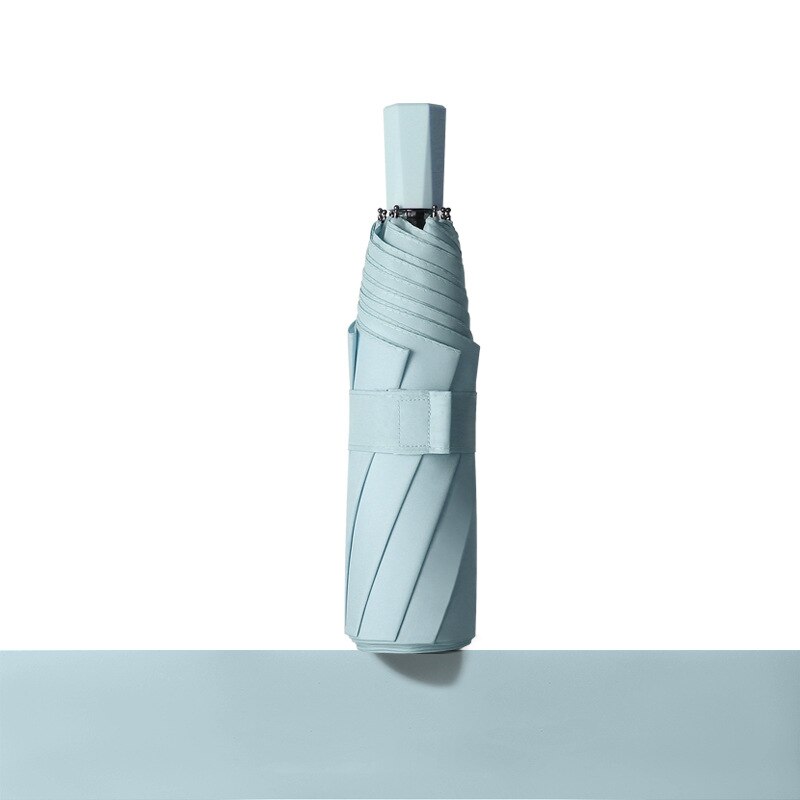 Paraguas de lluvia portátil para hombre y mujer, sombrilla de Anti UV, a prueba de viento, plegable, 8 varillas: Umbrella Blue