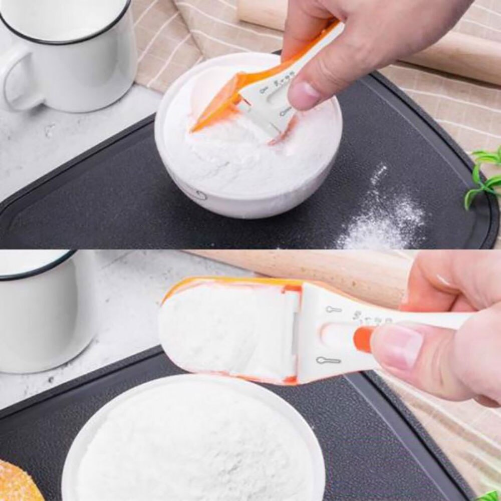 Plastic Adjust Measuring Cup Spoons Scale Scoop Kitchen Cooking Handle Baking Sugar Floor Measure Tool Baking Kitchen Gadgets