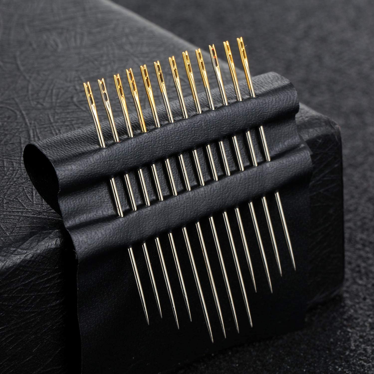 12/24Pcs Blind Needles Big Hole Stainless Steel Needle for Sewing Household DIY Jewerly Beading Threading Needles &amp; Cord Set