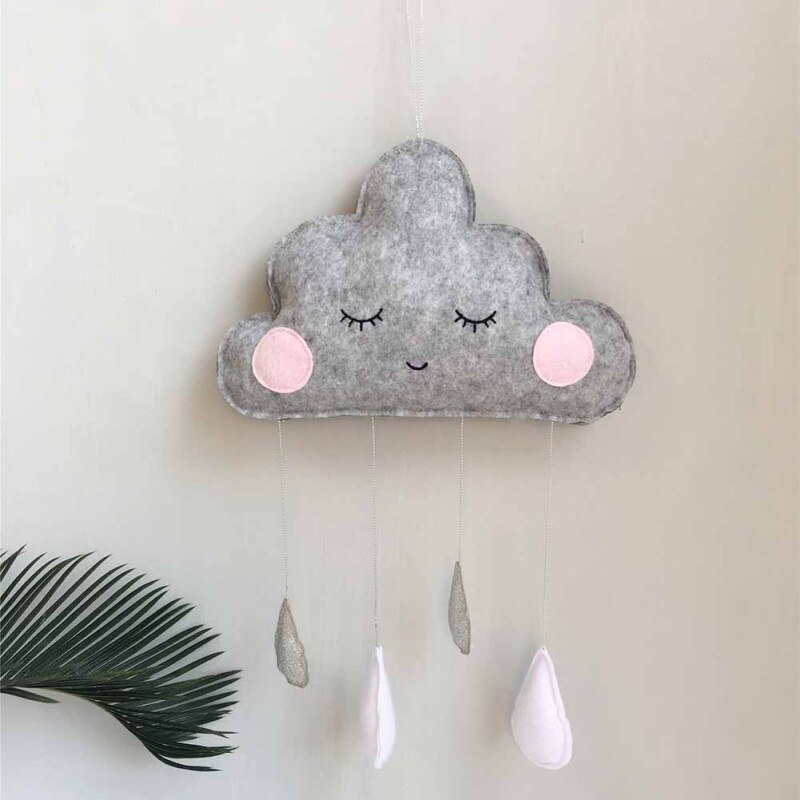 Nórdico fieltro nube gotas de lluvia guirnalda bebé habitación decoración de la pared carpas decoración nubes sonrisas accesorios de fotografía de navidad