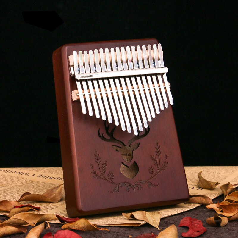 Mbira-instrumento Musical de madera de caoba africana, instrumento de percusión de 17 teclas con dedo, Sanza Mbira Carlimba, fácil de jugar con libro de aprendizaje: D