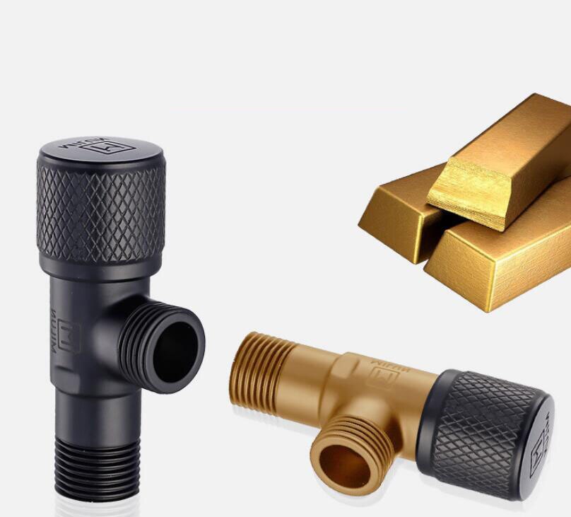 G1/2 nuova valvola angolare per scaldabagno da bagno in ottone, valvola triangolare universale fredda e calda resistente all'usura oro/nero