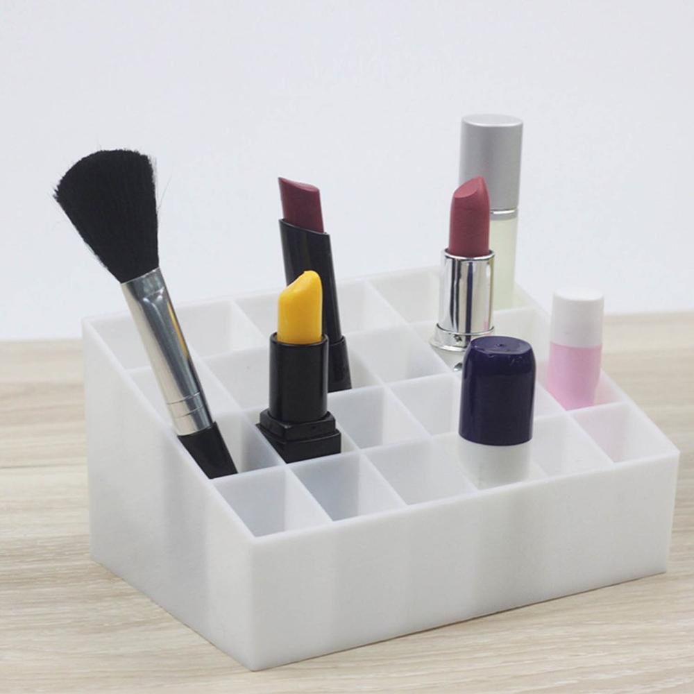 24 Grid Lipstick Houder Plastic Cosmetische Organisator Lipsticks Display Rack Draagbare Make Storage Box: white