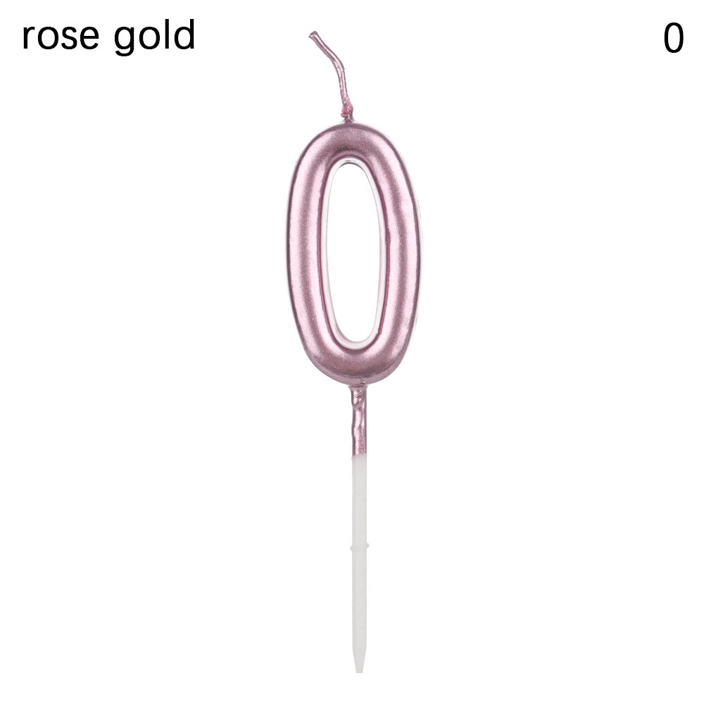 1PC 0-9 Number Candles Cake Topper Rose Gold Sliver Wax Cupcake Decor Cake Ornaments Party Supplies Accessory Crafts