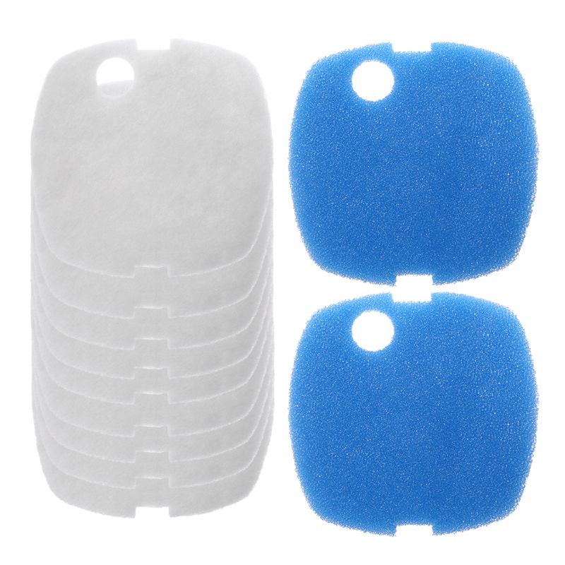 10 stuks aquariumfilterpads voor sunsun hw -302/505a canisterfiltercassette wit + blauwe sponsfilterpads: Default Title