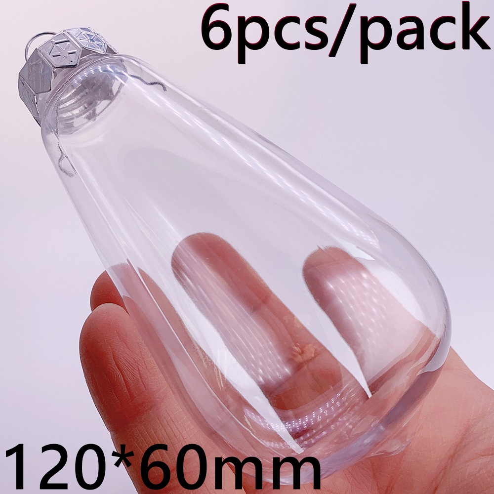 6 Stuks X Diy Shatterproof Transparant Huis Kerstversiering Kerstbal Ornament 115*60Mm Plastic Diamant