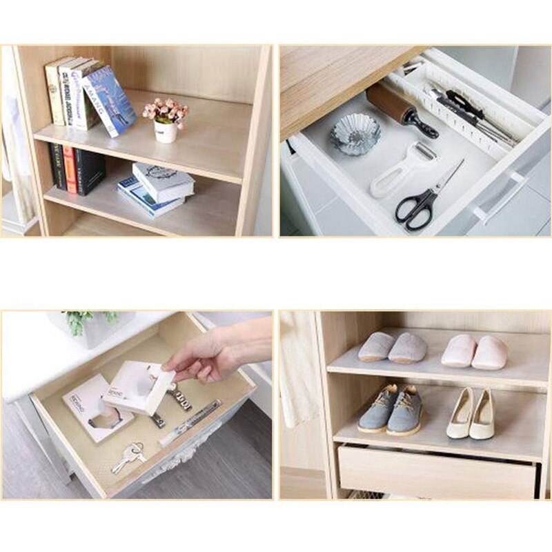 -3 ruller eva skap sklisikre kjøleskapsmatter vanntette skap skuffematter støvtette skoskapsmatter 45 x 150 cm