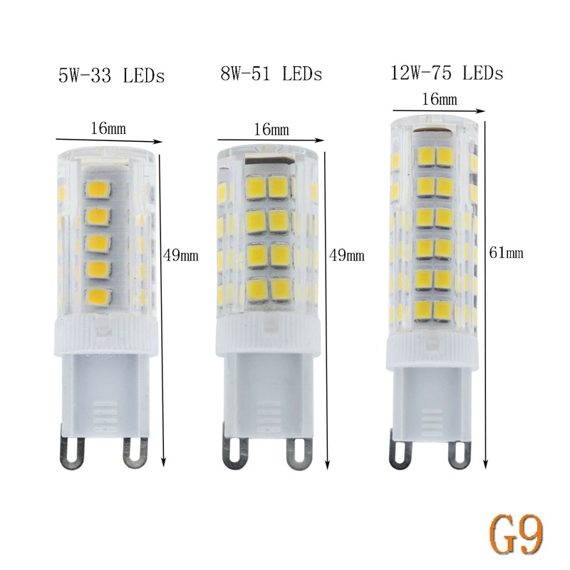 mini  g9 e14 5w 8w 12w ac 220v 240v keramisk ledet-kornpære kapsel krystalllys hvit lampe erstatter halogenlysekronelys