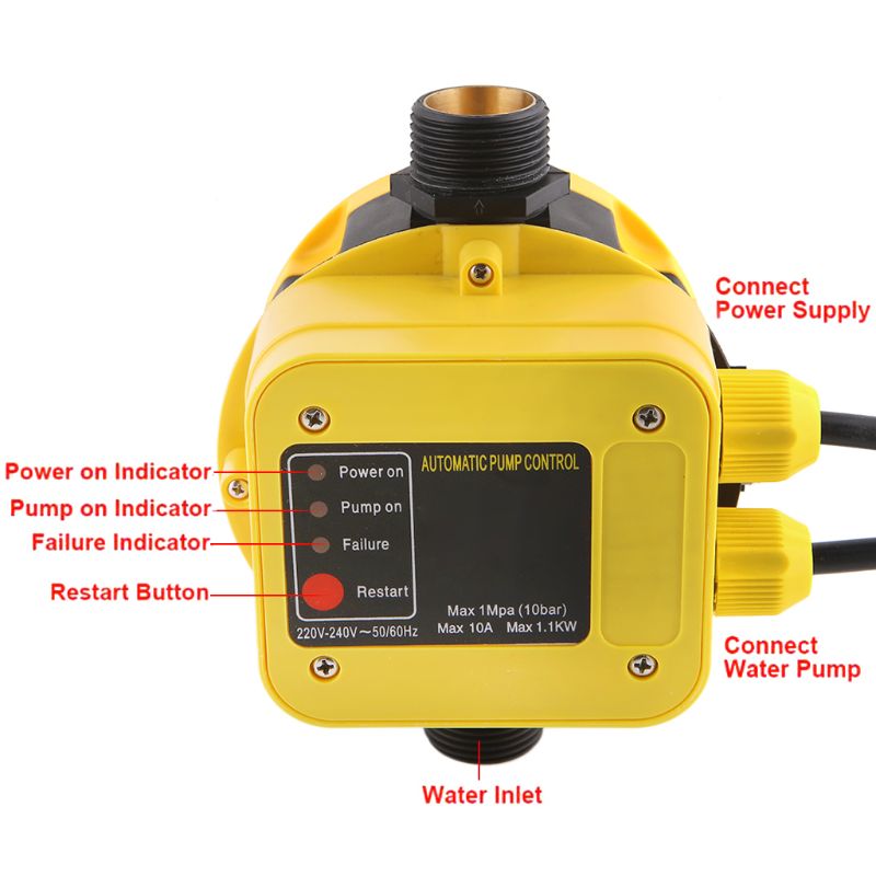 Automatisk vattenpump tryckomkopplare elektrisk vattenpump tryckregulator vattenpressmätare