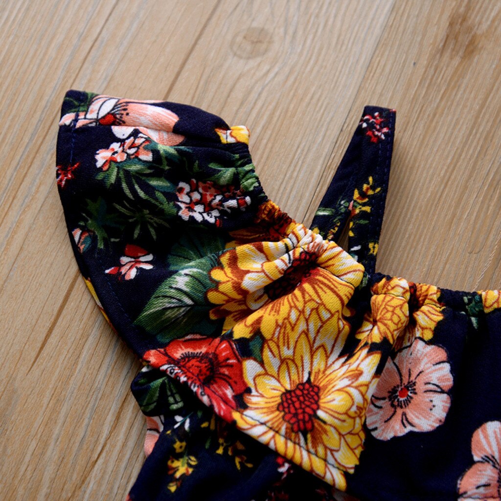 Nuovi Bambini di Estate Della Ragazza Abiti Senza Maniche Abiti Del Bambino Del Bambino Delle Ragazze di Fiore Della Maglia Floreale Dell'increspatura Della Maglia Vestiti di Estate del Vestito # P30