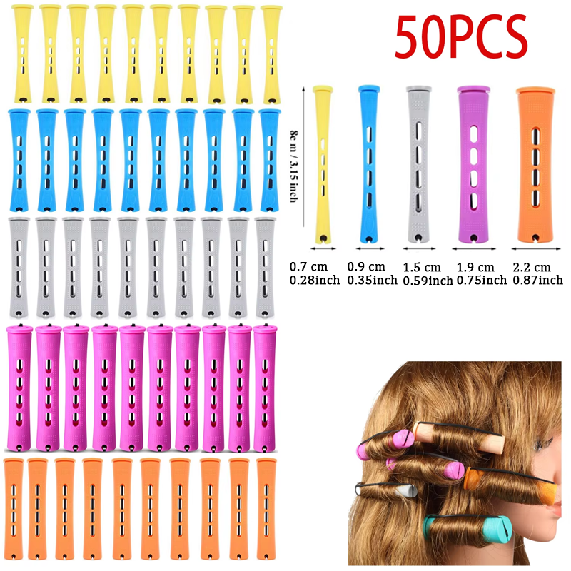50 pçs 5 tamanhos rolos de cabelo perm hastes conjunto rolos onda fria hastes para mulheres longo cabelo curto diy ferramentas estilo cabeleireiro