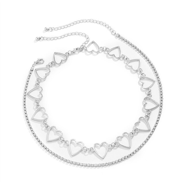 Kpop Vintage Harajuku Goth catene a cuore in metallo girocollo collane Grunge per donna Egirl Cosplay accessori estetici gioielli: P