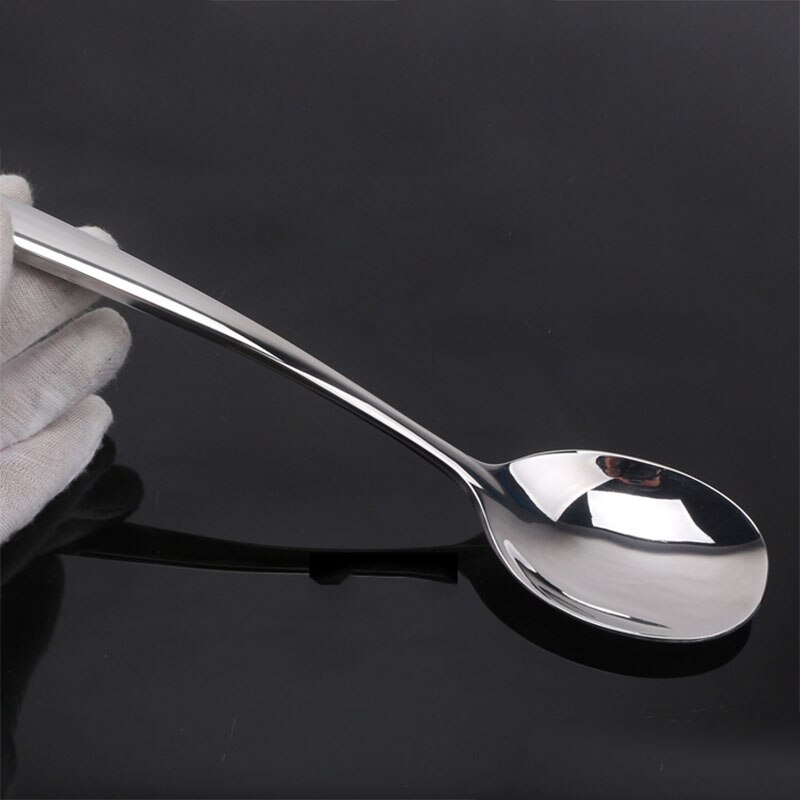 8.7'' Korea Buffet Serving Spoon Big Rice Spoon Large Stainless steel Long Service Spoon Soup Salad Dessert Spoons set Cutlery