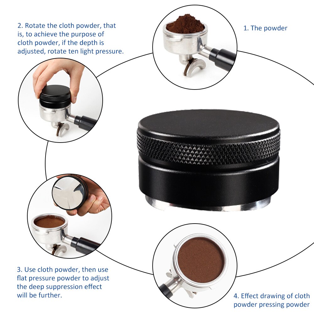 Prensa para café expreso ajustable de 51mm, distribuidor de café de aluminio para Barista, Base plana de acero inoxidable, prensa para granos de café