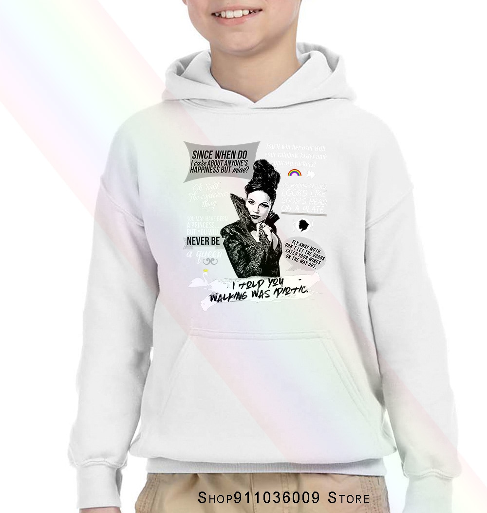 Evil Queen / Regina Mills Quotes - Ouat Children's Hooded Pocket Sweater Regina Mills Evil Queen Once Upon A Time Ouat L: 150 / White