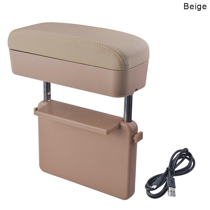 Universal Car Armrest Box Adjustable Elbow Support Auto Center Console Auto Seat Gap Organizer: Beige
