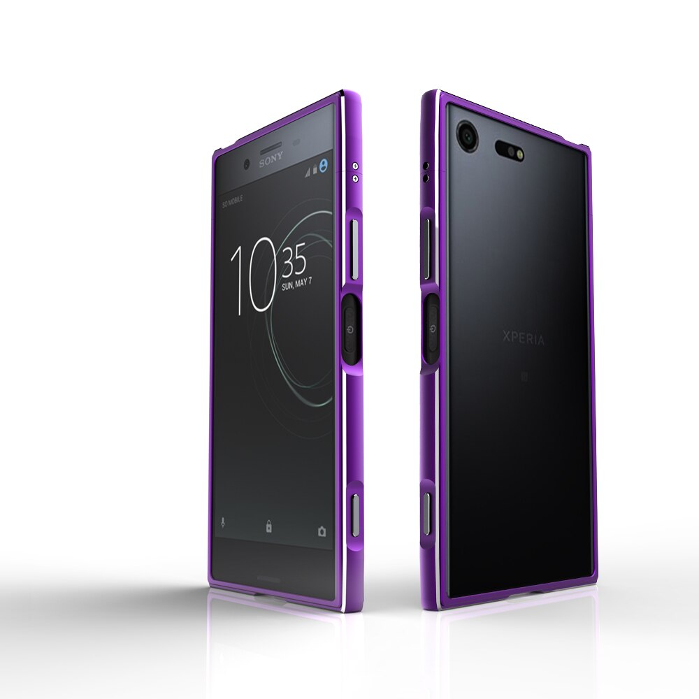 CELFONE Luxury Metel case for Sony Xperia XZ Premium Bumper E5563 Original Aluminum Metal Frame for Sony XZ Premium XZP 5.5 case: Purple with silver