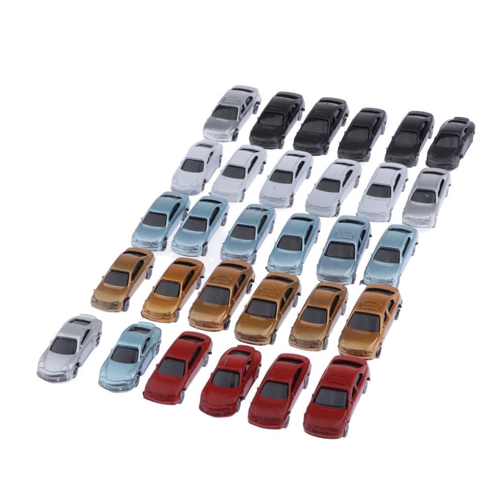 30pcs Painted Model Cars Miniature Model Car Building Train Layout Scale HO OO TT (1 to 100)