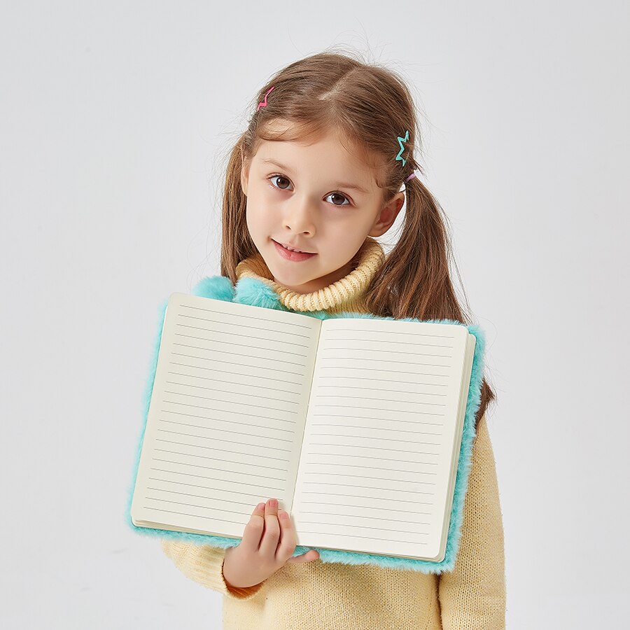 Cute Fur Rabbit Notebook For Kids A5 Diary Notepad Plush Agenda Planner Children Line Daily Note Book School Shetchbook