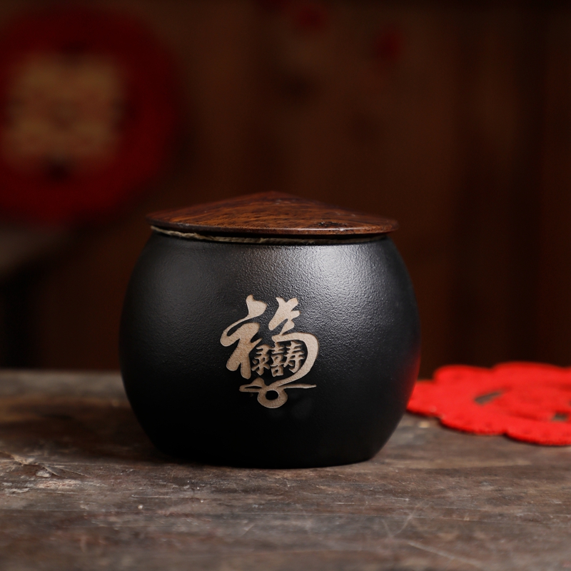 Chinese Red Ceramics Tea Caddy Travel Tea Bag Storage Box Sealed Tea Jar Coffee Canister Kitchen Spice Containers Wedding: D