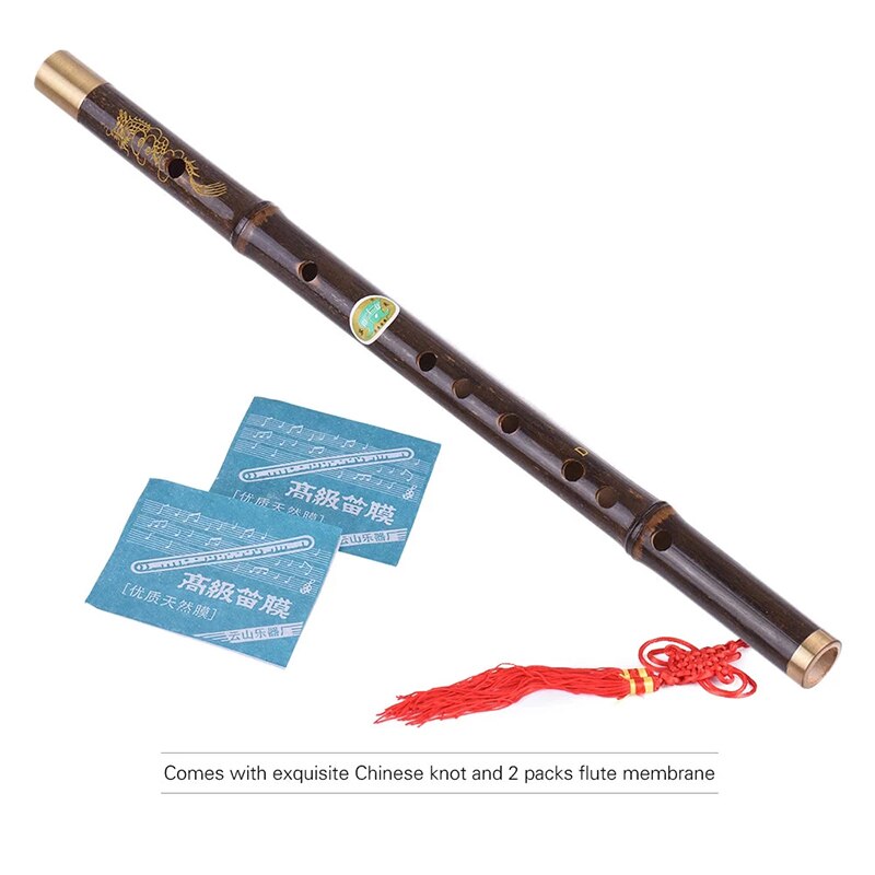 Starway sort bambusfløjte traditionel håndlavet kinesisk musikalsk træblæseinstrument nøgle af d-studieniveau