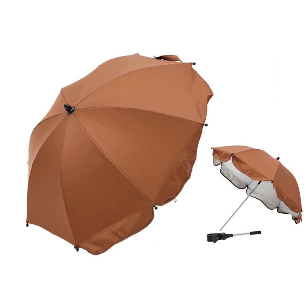 1pcs Adjustable Stroller Umbrella Rain UV Protection Baby Pram Pushchair Sun Shade Parasol With Universal Clamp: Brown