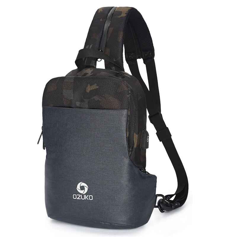 OZUKO Multifunctionele Borst Pakken Mannen Mode Schoudertas Crossbody Tas Mannelijke Waterbestendig Borst Zakken USB Opladen Reizen Sling Bag: Camouflage