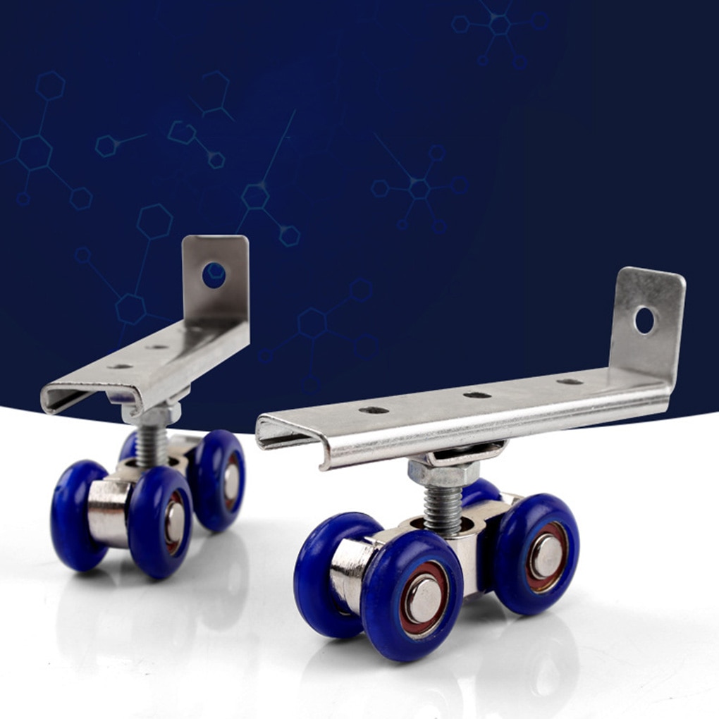 2pcs Light Sliding Door Roller 4 Wheels Home Room Wood Door Hanging Wheels Rail Track Pulley Bathroom Kitchen Furniture Hardware