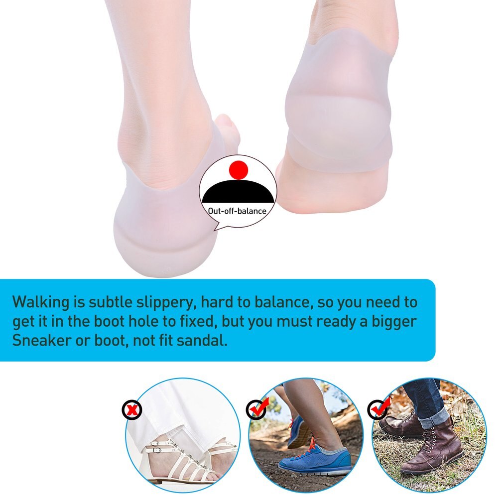 Almohadilla Protector para el talón aumento de silicona, inserto de plantilla Invisible, antigrietas, Unisex, cuidado de los pies