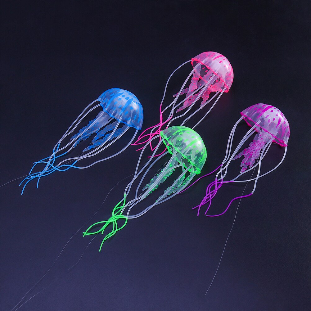 4Pcs Lichtgevende Simulatie Kwallen Kunstmatige Kwallen Versiering Creatieve Decor Voor Aquarium Fish Tank (Willekeurige Kleur)