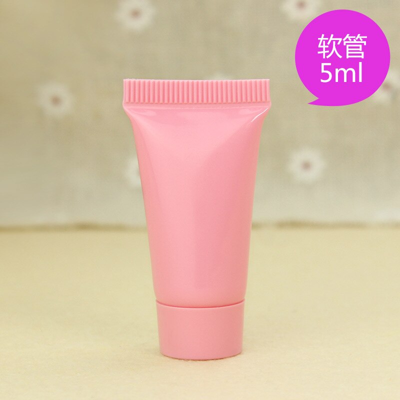 Reise kosmetikk flaske rosa sprøyte flaske munn trykk flaske nebb krem maske boks vaske flasker: Slange 5ml