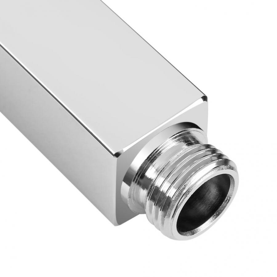 11.8 Inch Shower Arm with Flange, Chrome Square Wall Mounted Fixed Rain Shower Head Arm Extension Universal