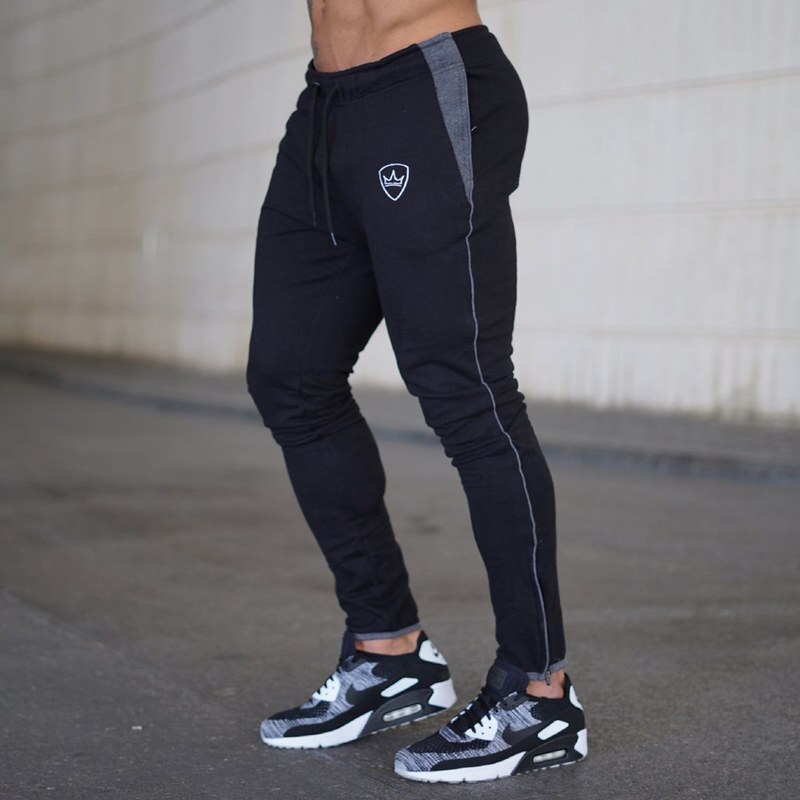 Autumn Winter Men Joggers Sweatpants Man Outdoor sports Run Workout Training Trousers Male Gym Fitness Pants Sportswear Bottoms: Black / L