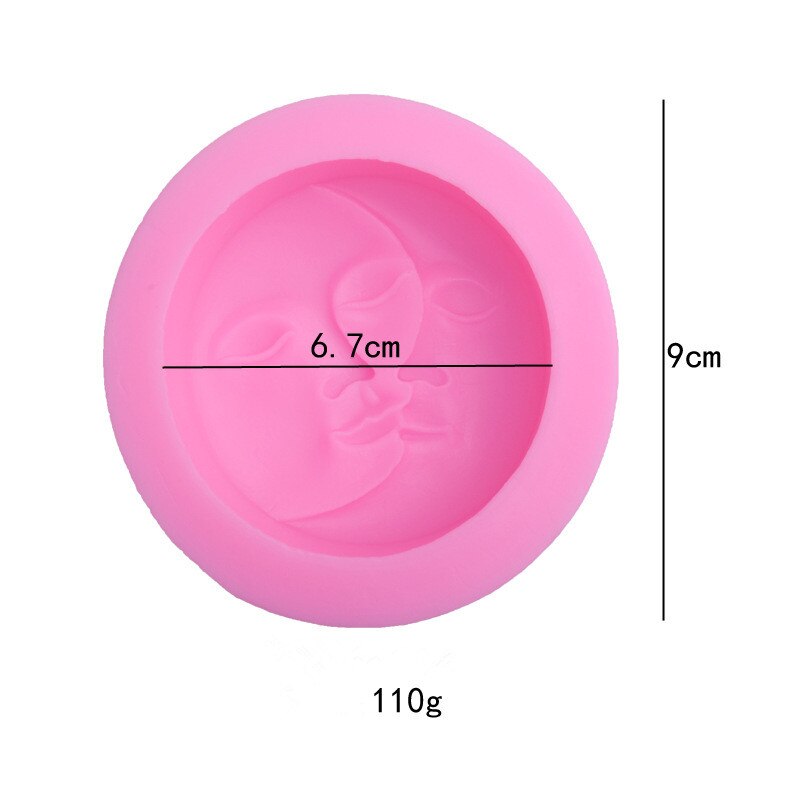 1 Stuk Roze Zeep Mold Ronde Zon Maan Gezicht Siliconen Mal Diy Fondant Chocolade Taart Decoratie Tool Bakken Tool