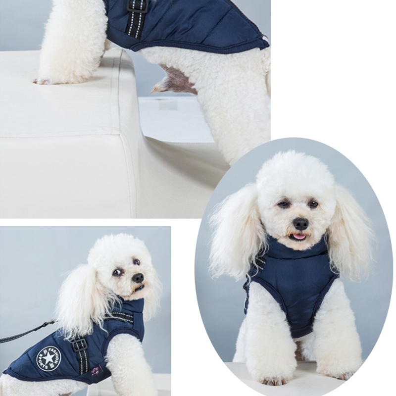 Pet Dog Jacket With Harness Winter Warm Dog Clothes For Labrador Waterproof Big Dog Coat Chihuahua French Bulldog Outfits