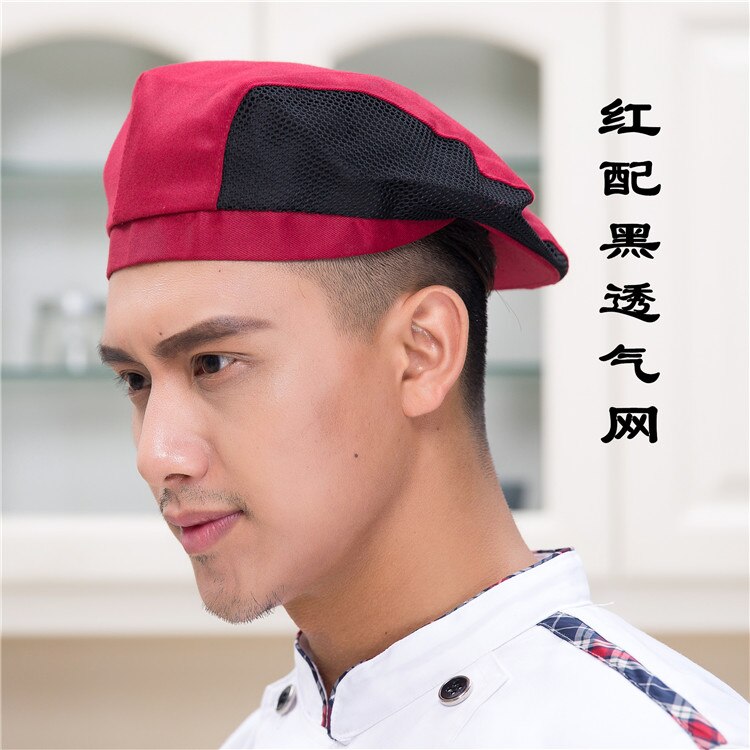 9 colores gorra de rejilla transpirable para café panadería camarero gorro de trabajo Hotel restaurante comida servicio Chef sombrero Unisex sombrero de retazos: 3