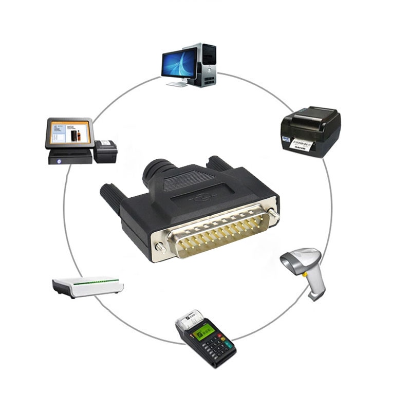 Zuiver koper plated DB25 mannelijke vrouwelijke 25-pin connector gelijmd behuizing print lijn connector