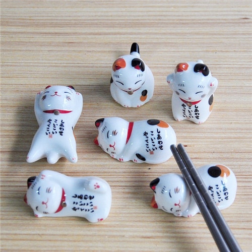 Lucky cat Eetstokjes Houder Japanse keramische eetstokjes zorg Keramische Lucky Cat Home Hotel Keramiek Leuke