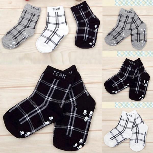 Fabriek Prijs! Baby Jongens Baby Katoenen Plaid Sokken antislip Kinderen Retro Sokken
