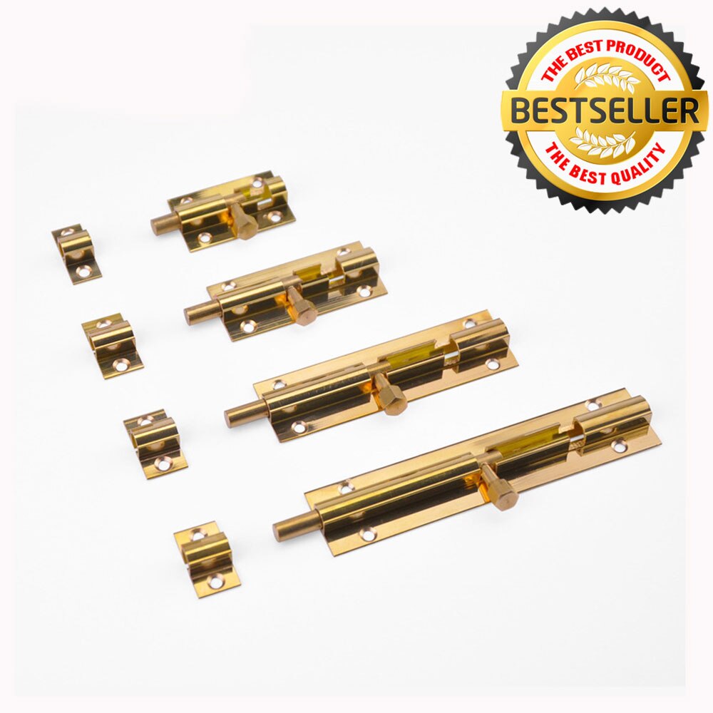 4/6/8 inch Long Brass Door Slide Bolts Latch Lock Gate Safety Bolt Hasp Staple Home Security Sliding Locks